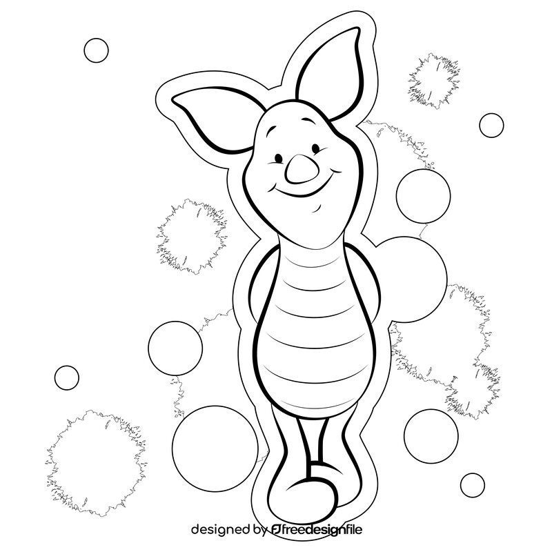 Winnie the pooh, piglet black and white vector