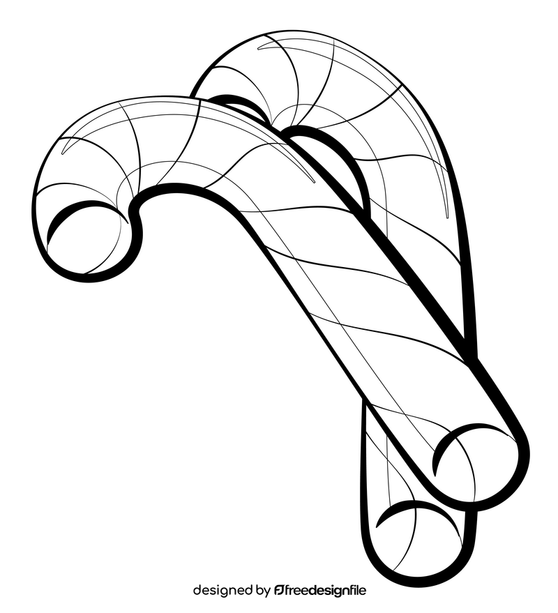 Candy cane drawing black and white clipart