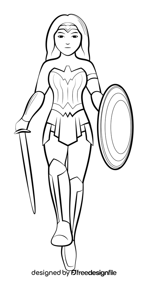 Wonder Woman black and white clipart