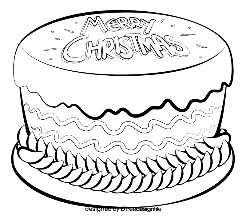 Christmas cake drawing black and white clipart