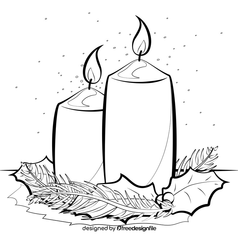 Christmas candle black and white vector