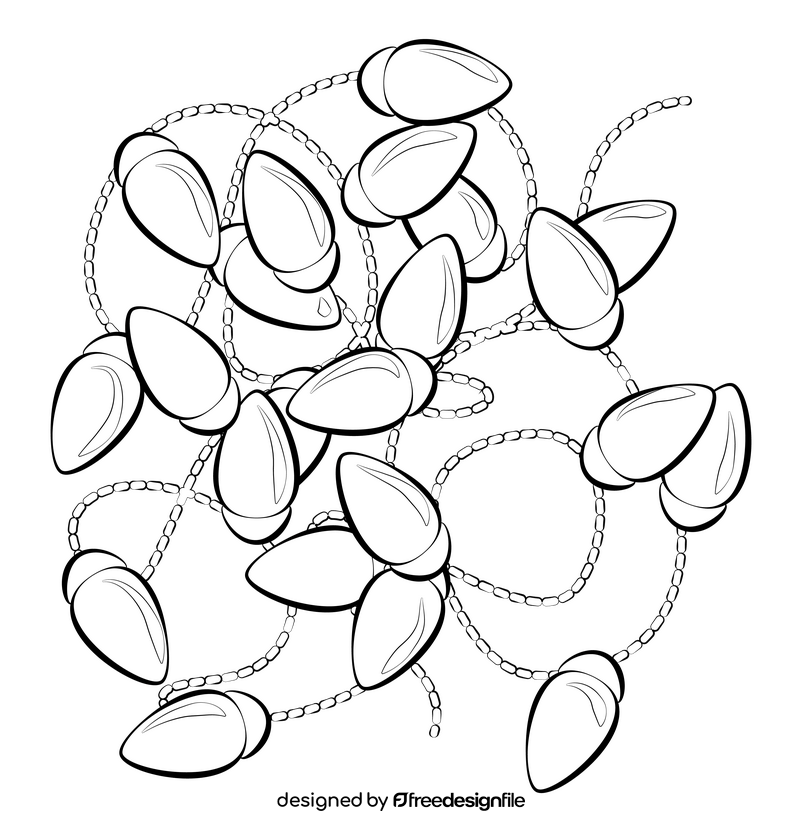 Christmas lights drawing black and white clipart