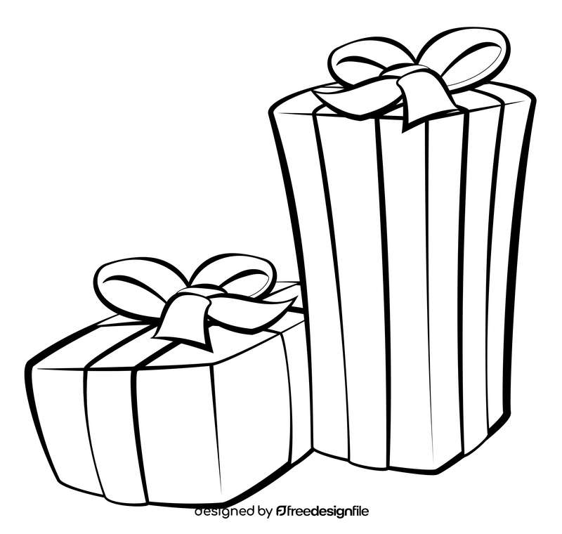 Christmas presents drawing black and white clipart