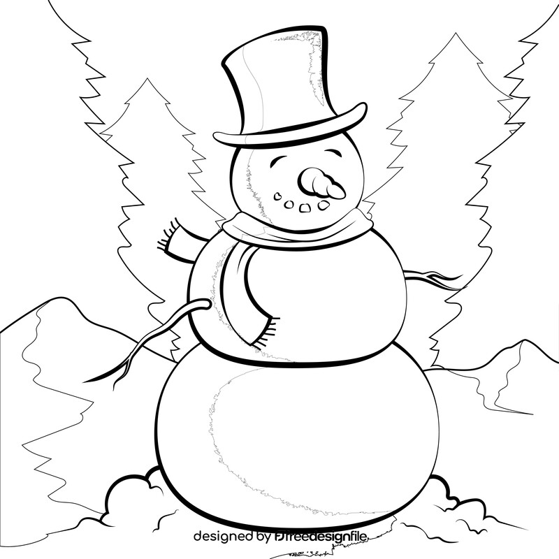 Christmas snowman black and white vector