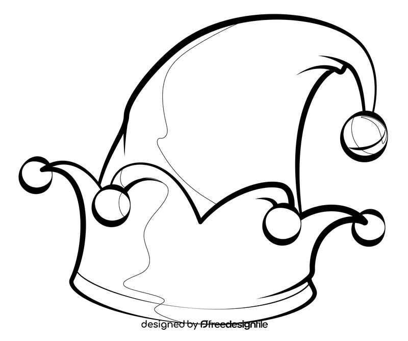 Christmas elf hat drawing black and white clipart