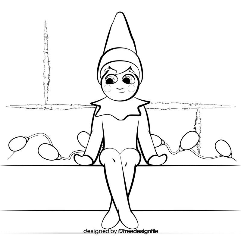 Elf on the shelf black and white vector