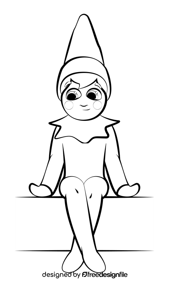 Elf on the shelf drawing black and white clipart