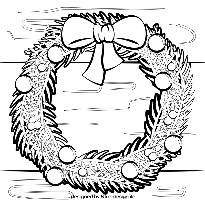 Christmas wreath black and white vector