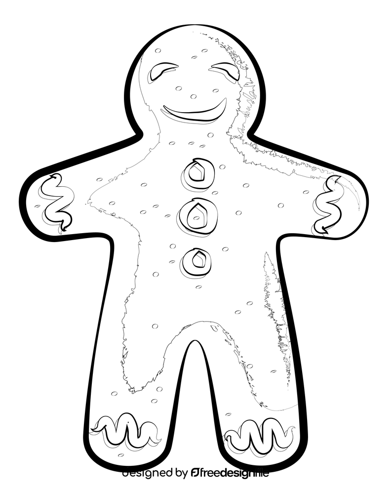 Gingerbread man drawing black and white clipart