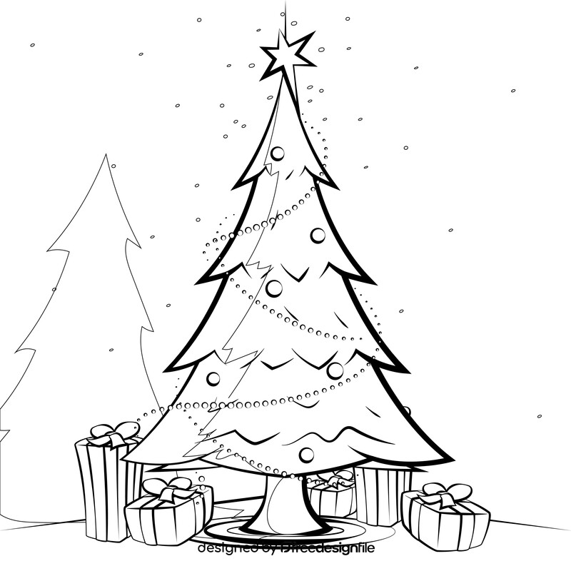 Christmas tree black and white vector