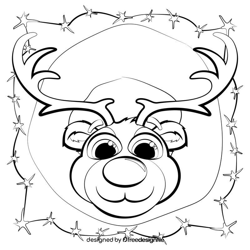 Rudolph head black and white vector