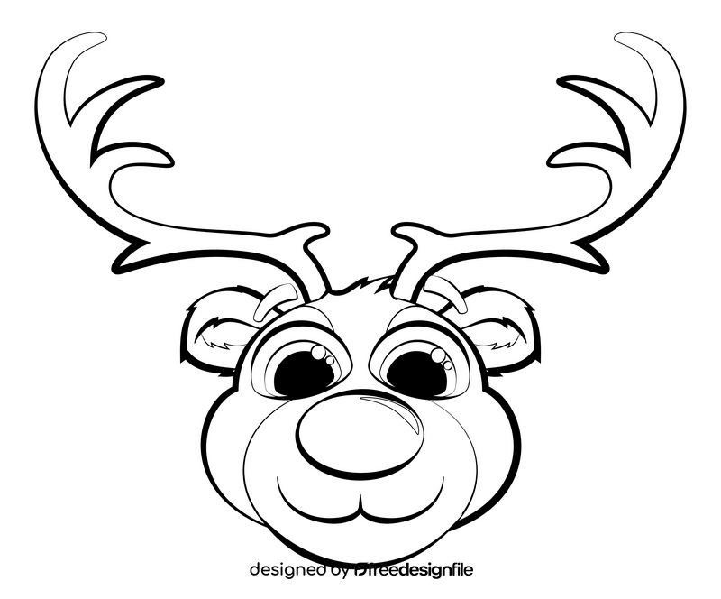 Rudolph head drawing black and white clipart