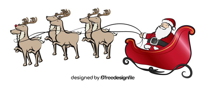 Santa Claus, reindeers and sleigh clipart