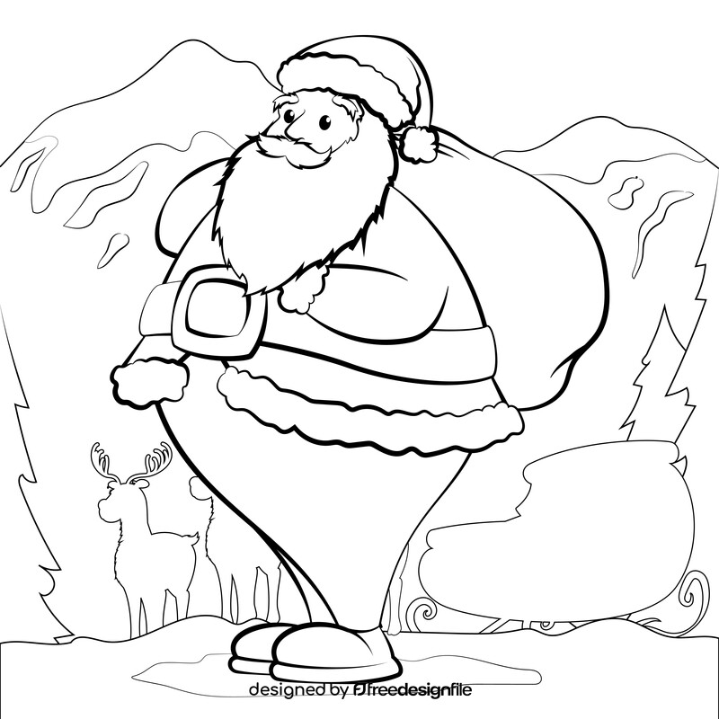 Santa Claus black and white vector