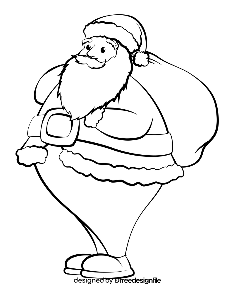 Santa Claus drawing black and white clipart