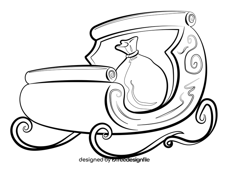 Sleigh drawing black and white clipart
