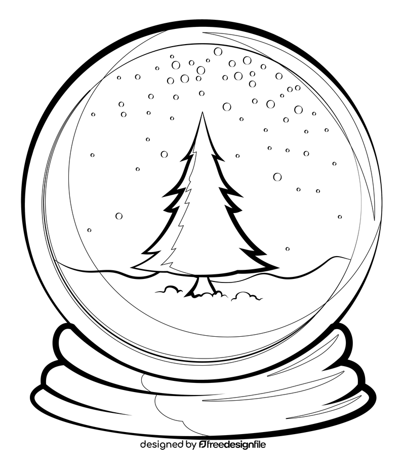 Snow globe drawing black and white clipart free download