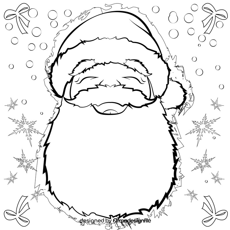 Santa claus face black and white vector