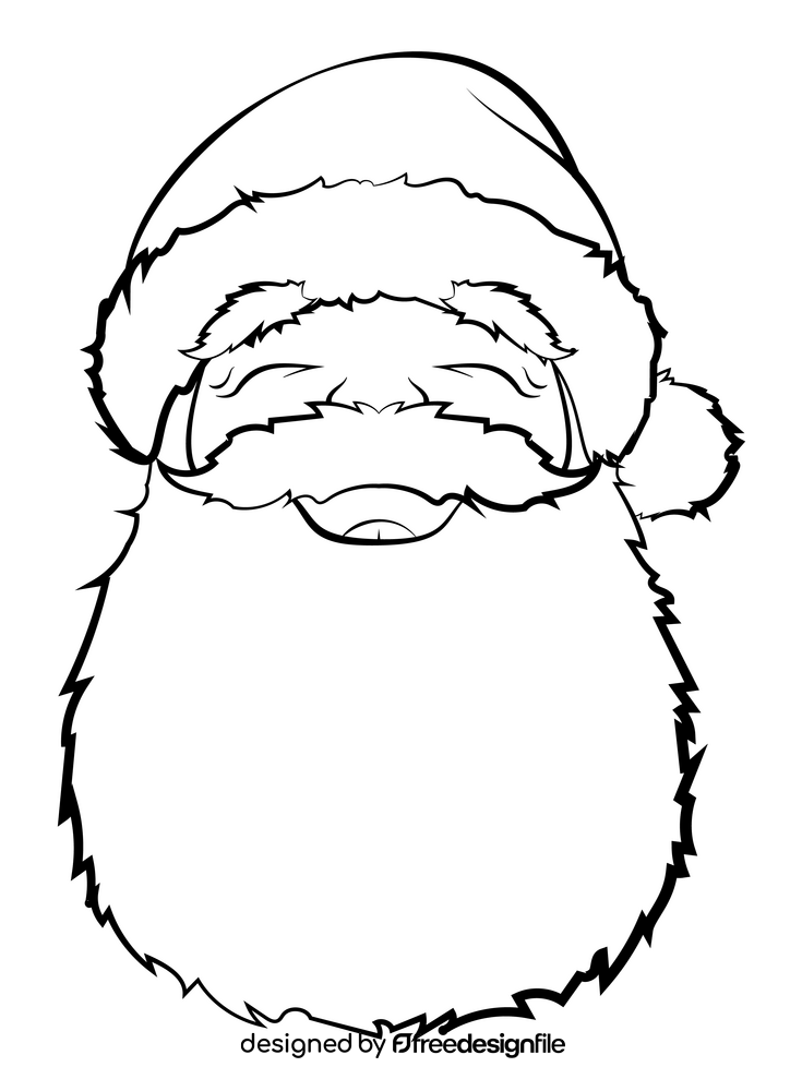 Santa claus face drawing black and white clipart