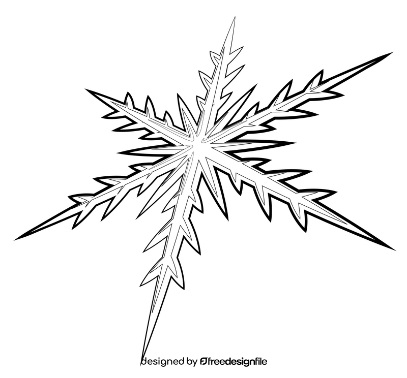 Snowflake drawing black and white clipart