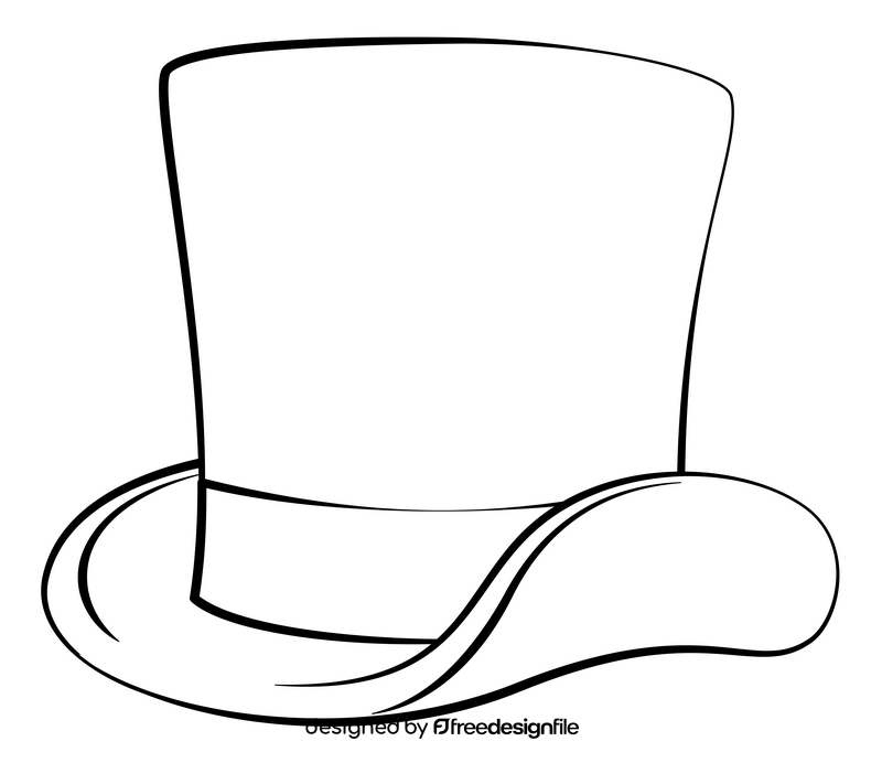 Top hat black and white clipart