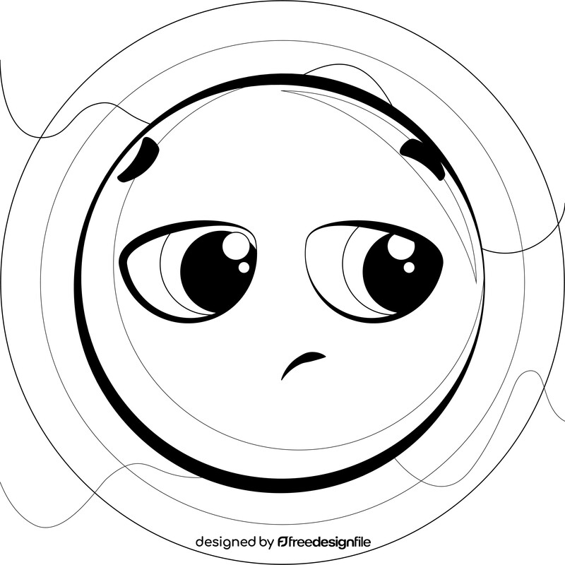 Disappointed emoji, emoticon, smiley black and white vector