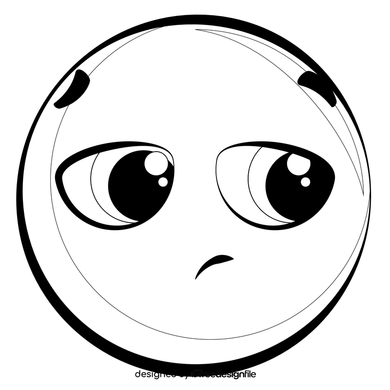 Disappointed emoji, emoticon, smiley drawing black and white clipart