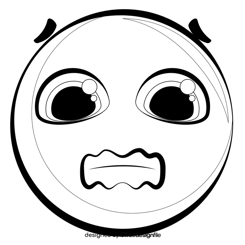 Cold emoji, emoticon, smiley drawing black and white clipart