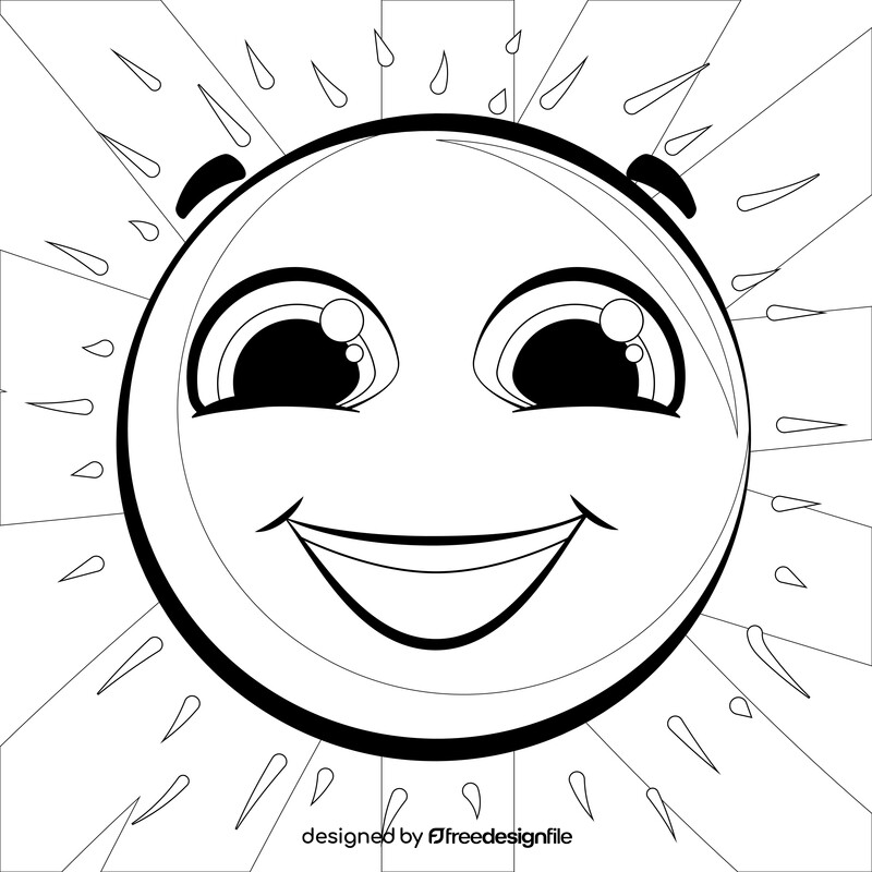 Happy emoji, emoticon, smiley black and white vector