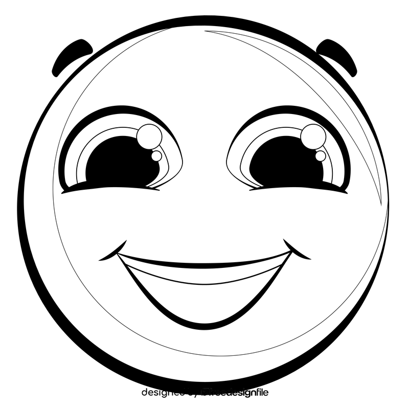 Happy emoji, emoticon, smiley drawing black and white clipart