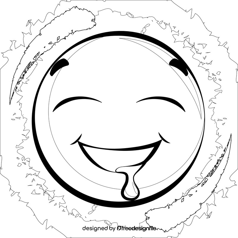 Drool emoji, emoticon, smiley black and white vector