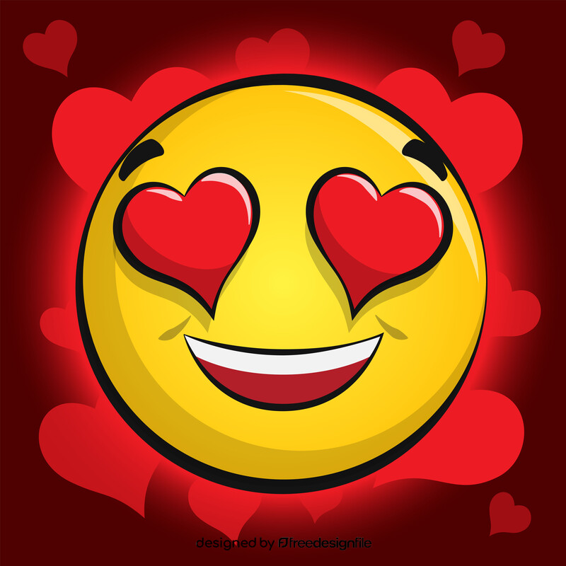 Heart eyes emoji, emoticon, smiley vector