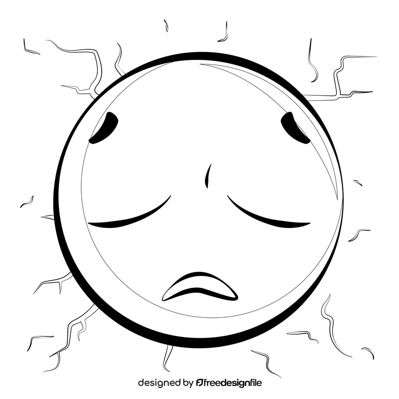 Sad emoji, emoticon, smiley black and white vector