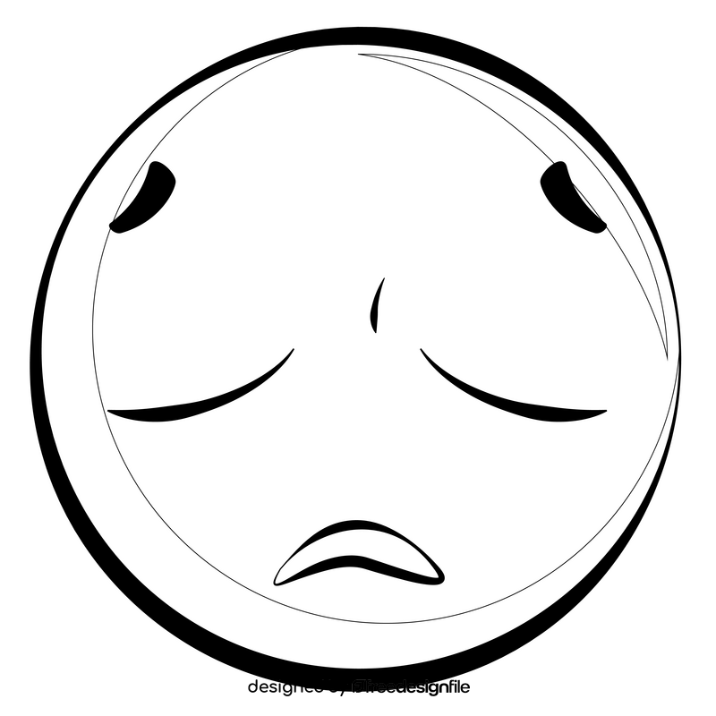 Sad emoji, emoticon, smiley drawing black and white clipart