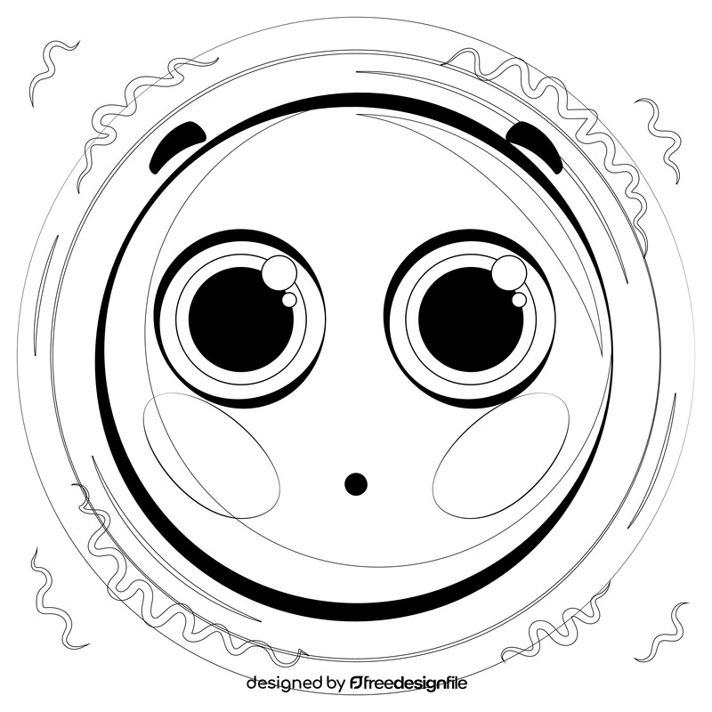 Shy emoji, emoticon, smiley black and white vector