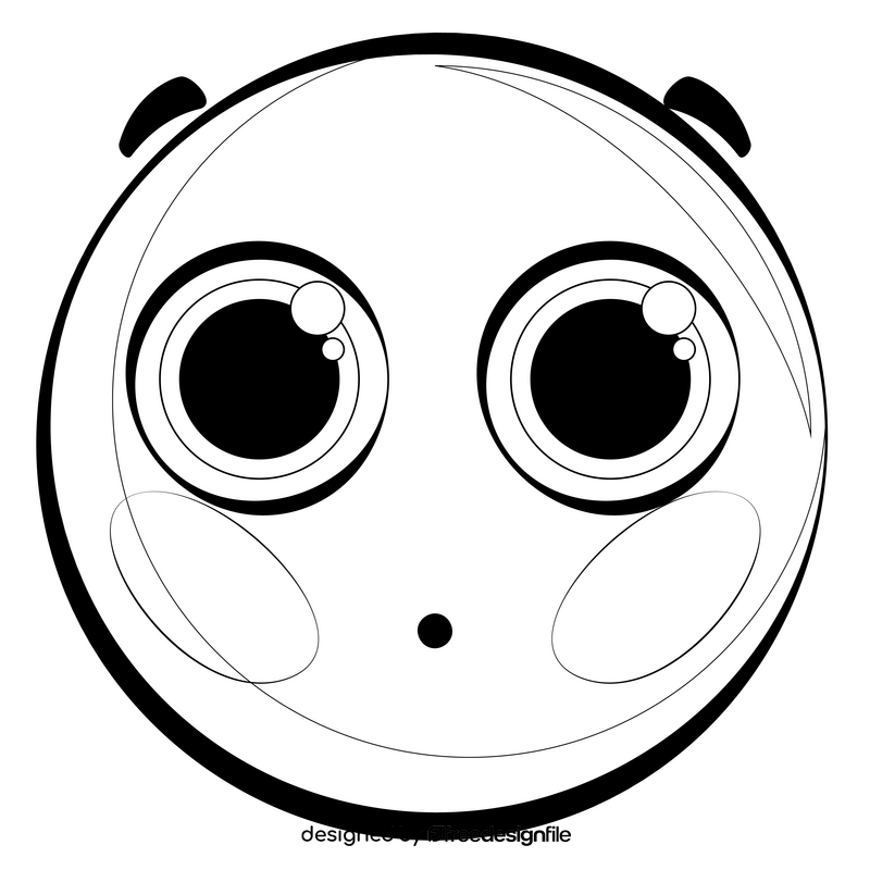 Shy emoji, emoticon, smiley drawing black and white clipart