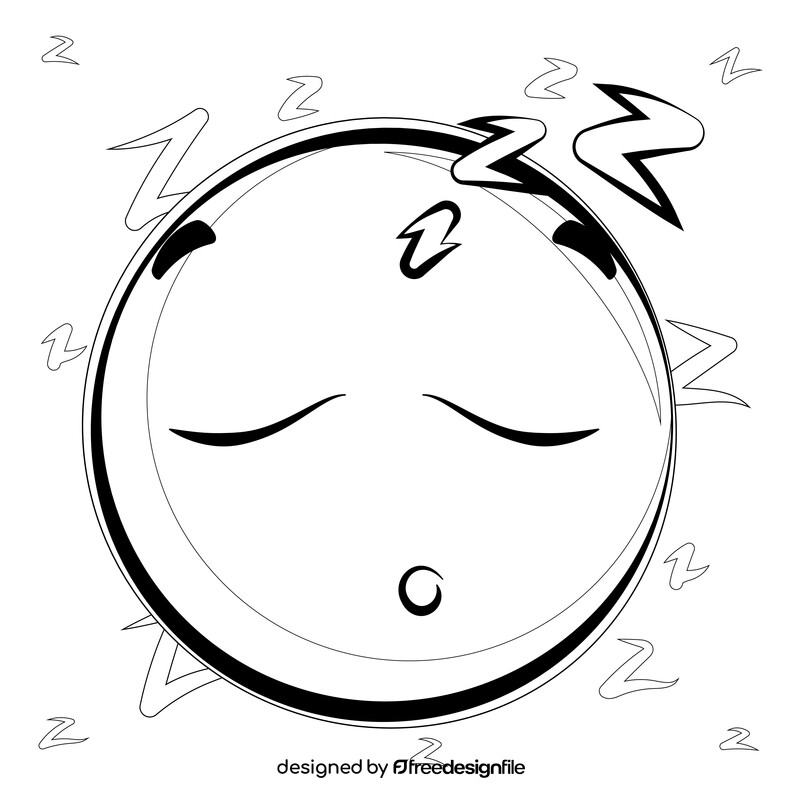 Sleeping emoji, emoticon, smiley black and white vector