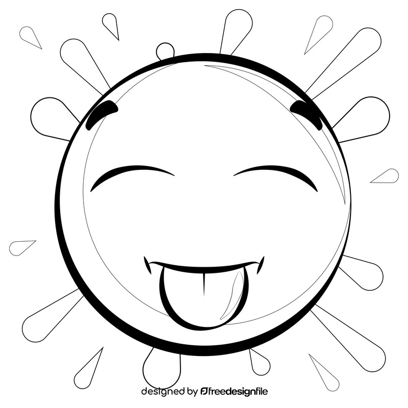 Tongue emoji, emoticon, smiley black and white vector