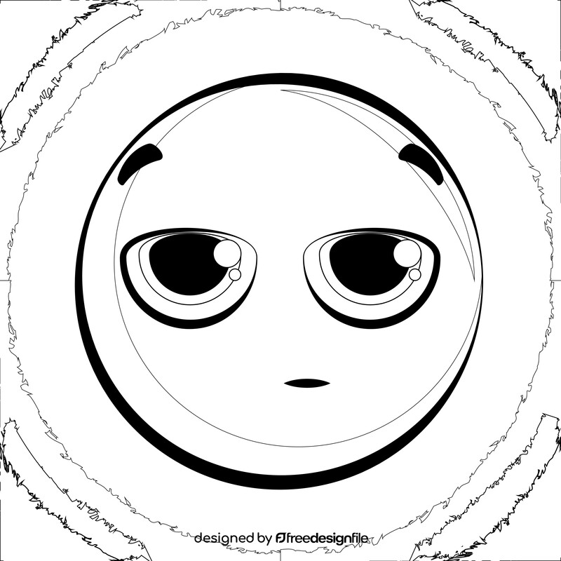 Annoyed emoji, emoticon, smiley black and white vector
