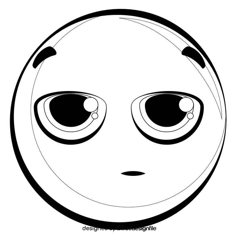 Annoyed emoji, emoticon, smiley drawing black and white clipart