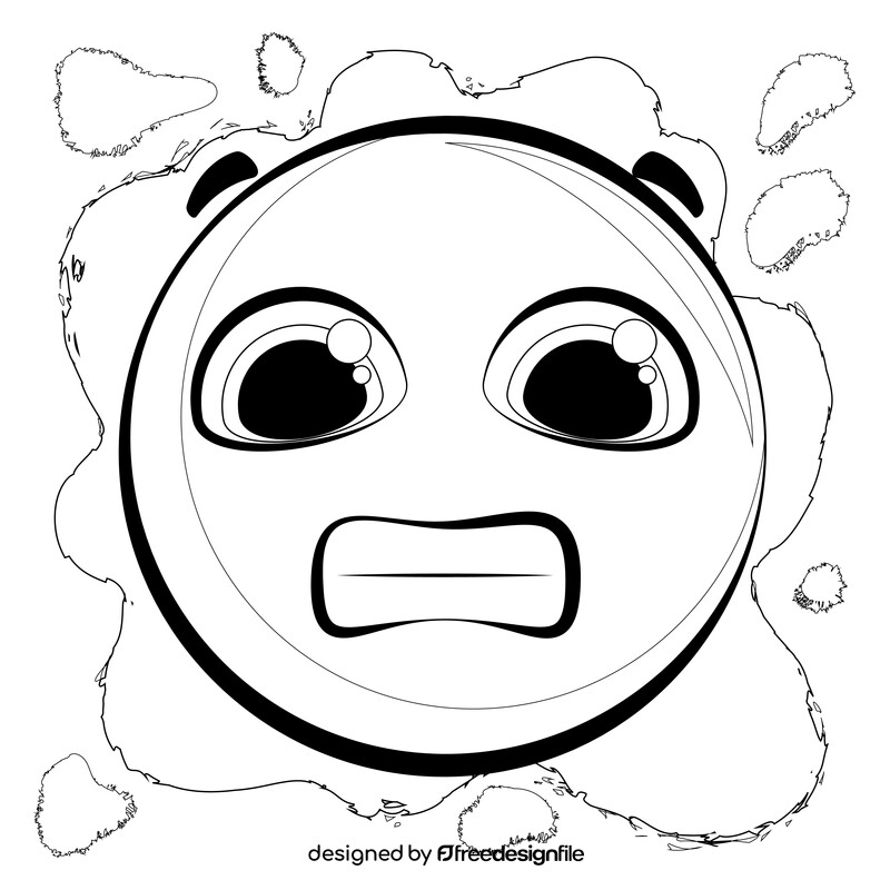 Grimace emoji, emoticon, smiley black and white vector