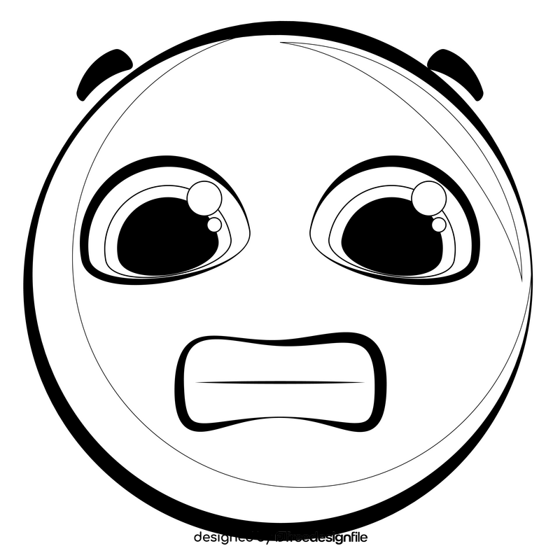 Grimace emoji, emoticon, smiley drawing black and white clipart