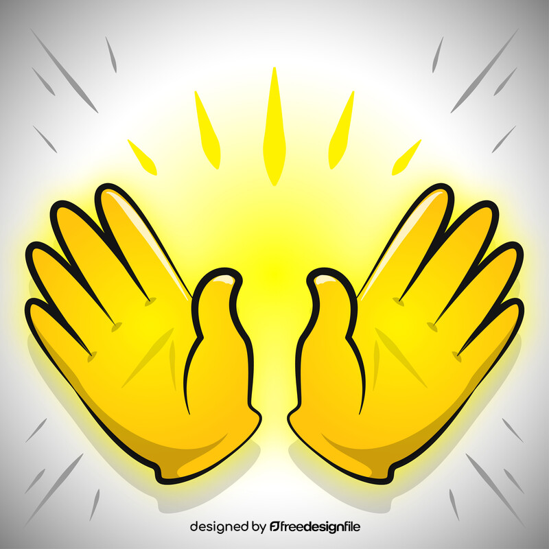 Open hands, raising hands emoji, emoticon vector