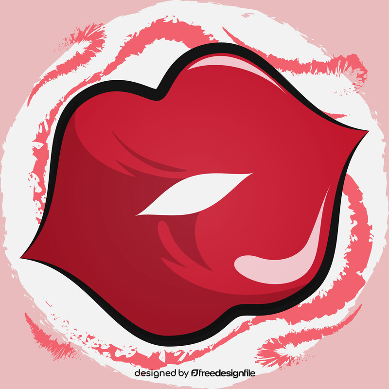 Kissing lips emoji, emoticon vector