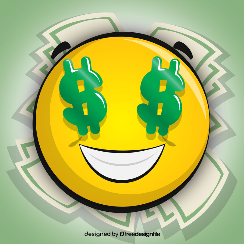 Money eyes, dollar sign eyes emoji, emoticon, smiley vector