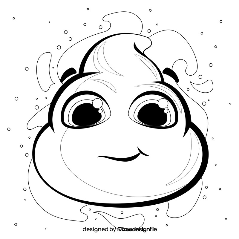 Poop emoji, emoticon, smiley black and white vector