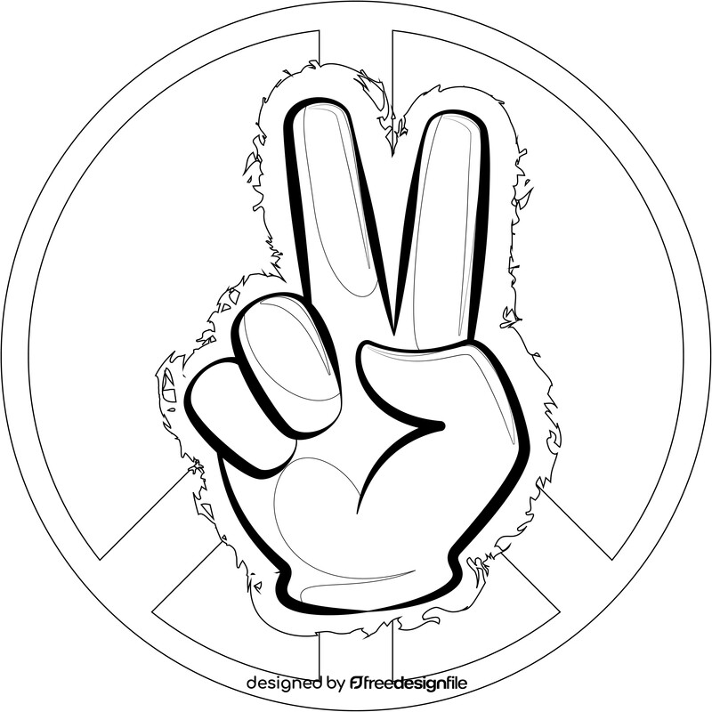 Peace emoji, emoticon black and white vector