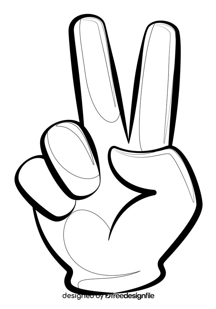 Peace emoji, emoticon drawing black and white clipart