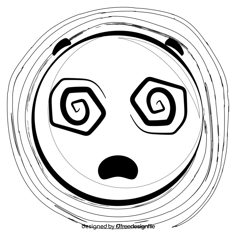 Spiral eyes emoji, emoticon, smiley black and white vector