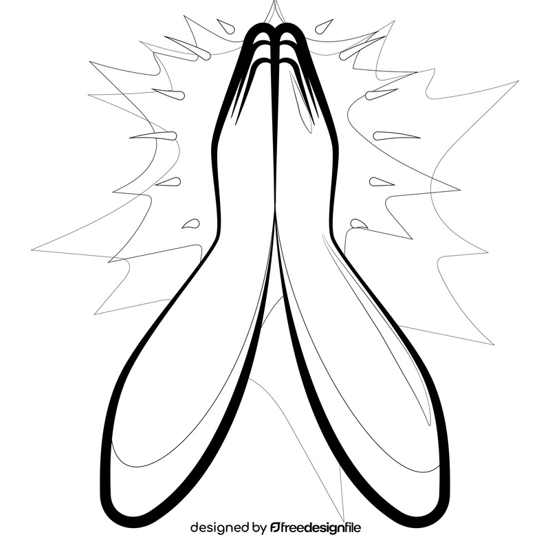 Prayer, folded hands emoji, emoticon black and white vector